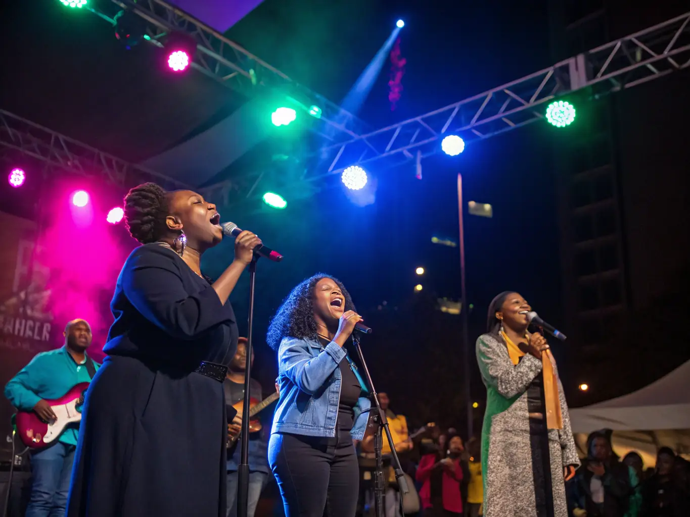 A photograph capturing the energy and excitement of a Les Bichettes de la Rochelle event, with smiling faces and enthusiastic performers.